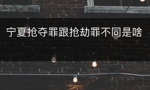 宁夏抢夺罪跟抢劫罪不同是啥