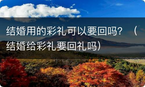 结婚用的彩礼可以要回吗？（结婚给彩礼要回礼吗）