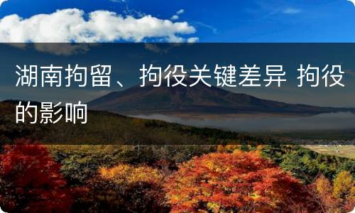 湖南拘留、拘役关键差异 拘役的影响