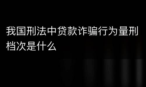 我国刑法中贷款诈骗行为量刑档次是什么