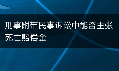刑事附带民事诉讼中能否主张死亡赔偿金