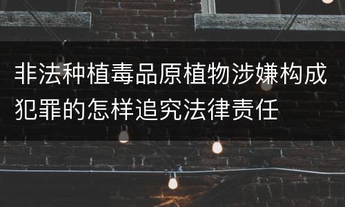 非法种植毒品原植物涉嫌构成犯罪的怎样追究法律责任