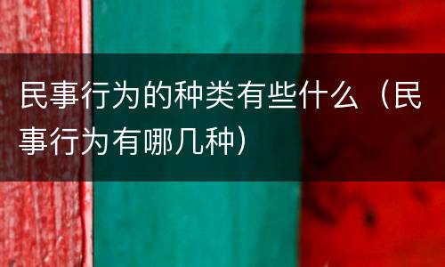 民事行为的种类有些什么（民事行为有哪几种）