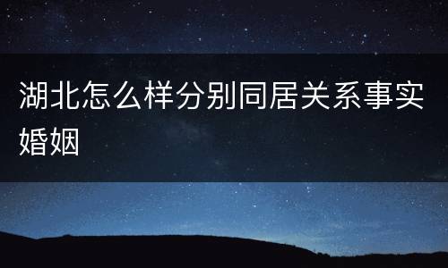 湖北怎么样分别同居关系事实婚姻