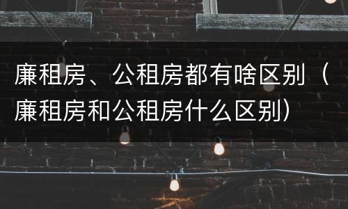 廉租房、公租房都有啥区别（廉租房和公租房什么区别）