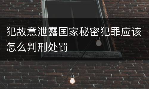 犯故意泄露国家秘密犯罪应该怎么判刑处罚