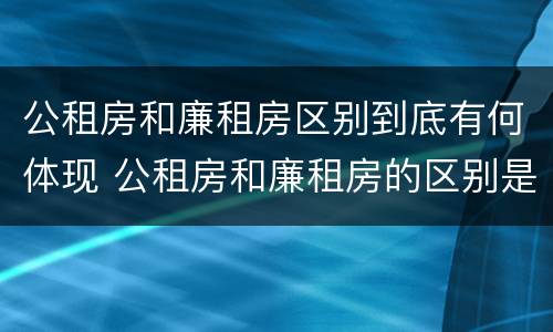 公租房和廉租房区别到底有何体现 公租房和廉租房的区别是什么请继续我在听