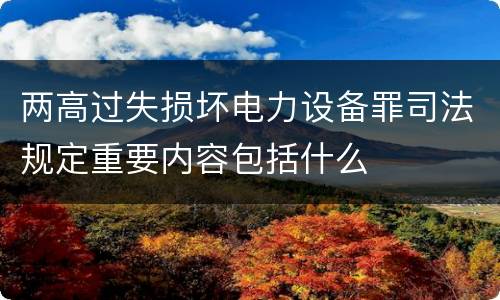 两高过失损坏电力设备罪司法规定重要内容包括什么