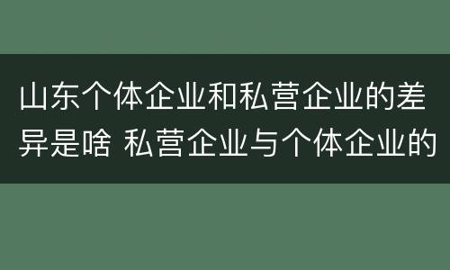 山东个体企业和私营企业的差异是啥 私营企业与个体企业的区别