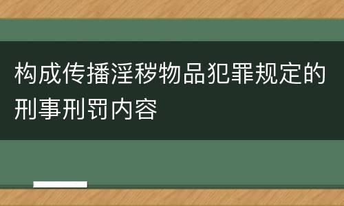 构成传播淫秽物品犯罪规定的刑事刑罚内容