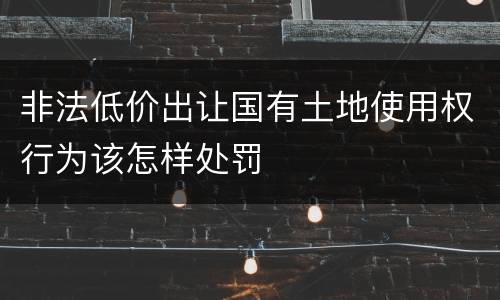 非法低价出让国有土地使用权行为该怎样处罚