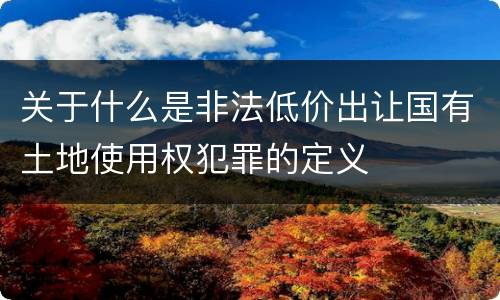 关于什么是非法低价出让国有土地使用权犯罪的定义