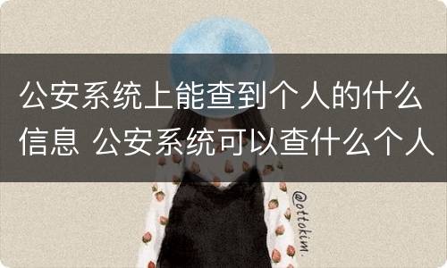 公安系统上能查到个人的什么信息 公安系统可以查什么个人信息