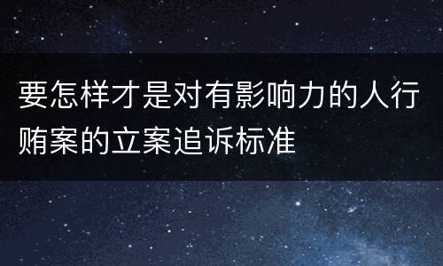 要怎样才是对有影响力的人行贿案的立案追诉标准
