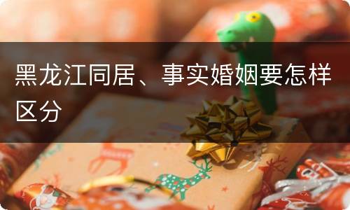黑龙江同居、事实婚姻要怎样区分