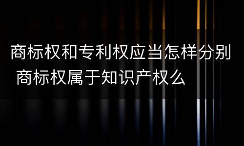 商标权和专利权应当怎样分别 商标权属于知识产权么
