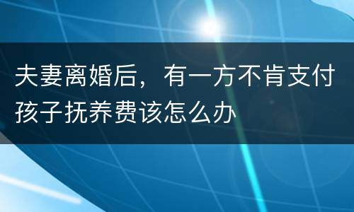 夫妻离婚后，有一方不肯支付孩子抚养费该怎么办