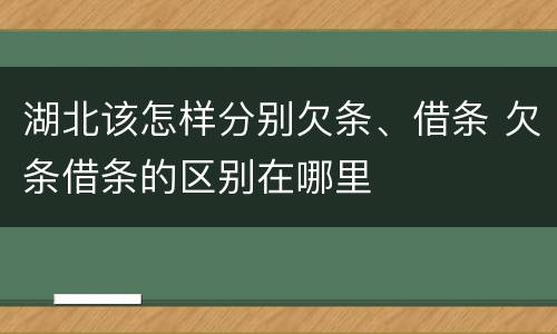 湖北该怎样分别欠条、借条 欠条借条的区别在哪里