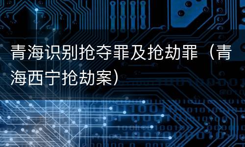 青海识别抢夺罪及抢劫罪（青海西宁抢劫案）