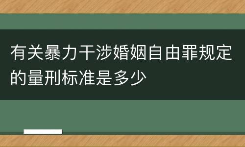 有关暴力干涉婚姻自由罪规定的量刑标准是多少