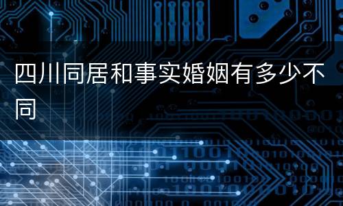 四川同居和事实婚姻有多少不同