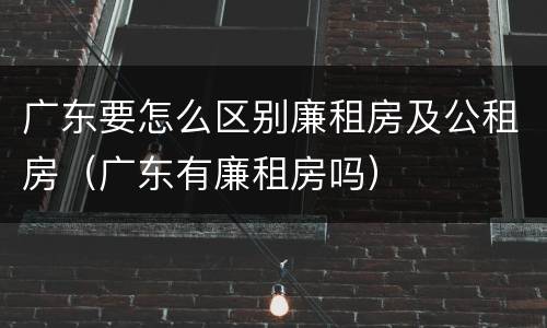 广东要怎么区别廉租房及公租房（广东有廉租房吗）