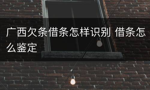 广西欠条借条怎样识别 借条怎么鉴定