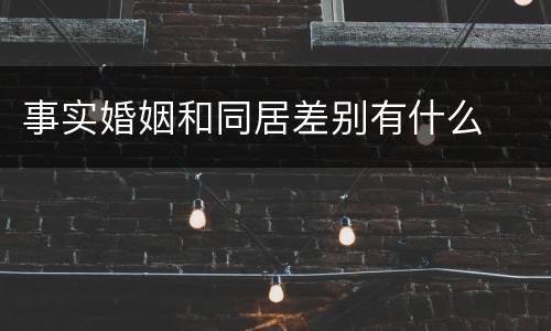 事实婚姻和同居差别有什么
