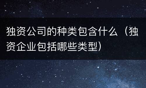 独资公司的种类包含什么（独资企业包括哪些类型）