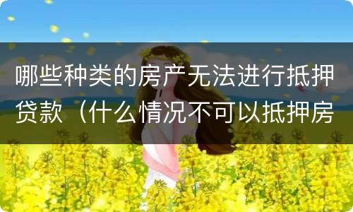 哪些种类的房产无法进行抵押贷款（什么情况不可以抵押房产贷款）