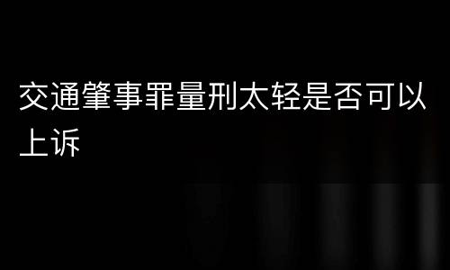 交通肇事罪量刑太轻是否可以上诉