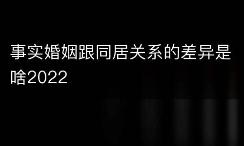 事实婚姻跟同居关系的差异是啥2022