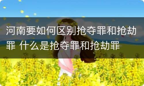 河南要如何区别抢夺罪和抢劫罪 什么是抢夺罪和抢劫罪