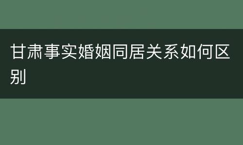 甘肃事实婚姻同居关系如何区别