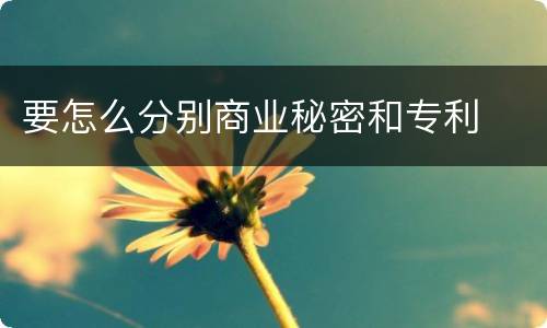 要怎么分别商业秘密和专利