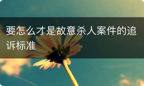 要怎么才是故意杀人案件的追诉标准