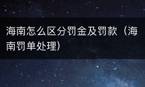 海南怎么区分罚金及罚款（海南罚单处理）