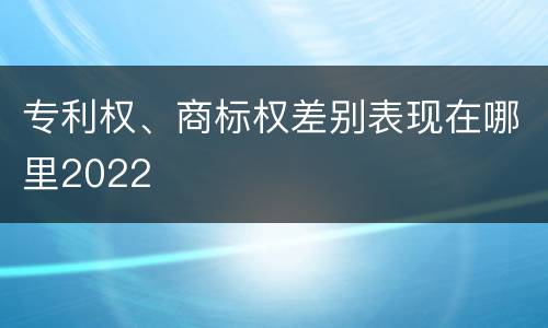 专利权、商标权差别表现在哪里2022