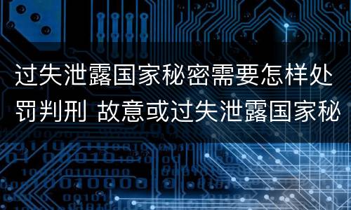 过失泄露国家秘密需要怎样处罚判刑 故意或过失泄露国家秘密尚不够刑事处罚