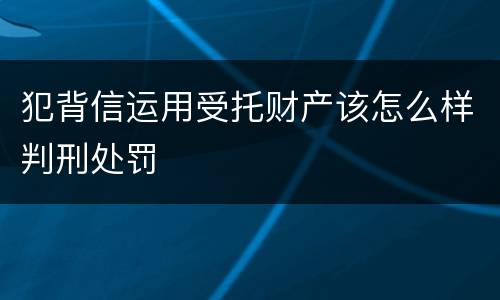 犯背信运用受托财产该怎么样判刑处罚