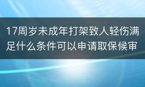 17周岁未成年打架致人轻伤满足什么条件可以申请取保候审的