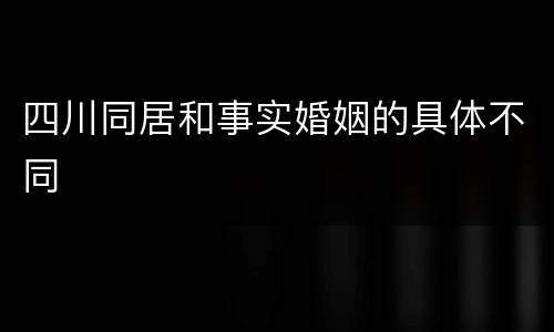 四川同居和事实婚姻的具体不同
