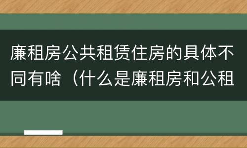 廉租房公共租赁住房的具体不同有啥（什么是廉租房和公租房两个有什么特点）