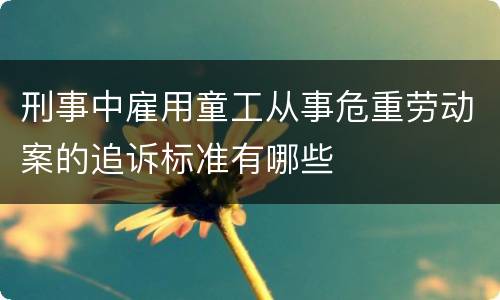刑事中雇用童工从事危重劳动案的追诉标准有哪些