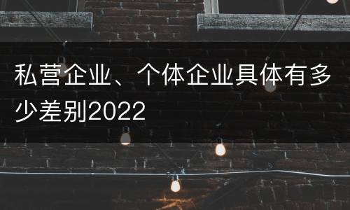 私营企业、个体企业具体有多少差别2022