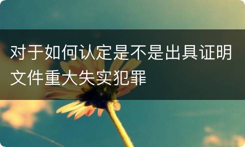 对于如何认定是不是出具证明文件重大失实犯罪