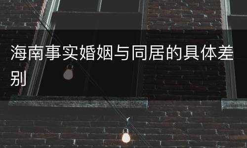 海南事实婚姻与同居的具体差别