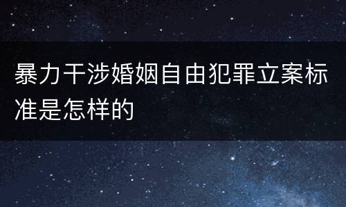 暴力干涉婚姻自由犯罪立案标准是怎样的