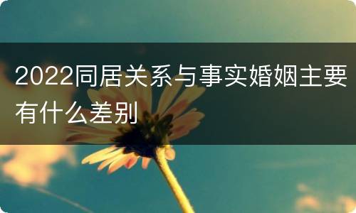 2022同居关系与事实婚姻主要有什么差别