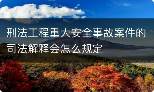 刑法工程重大安全事故案件的司法解释会怎么规定